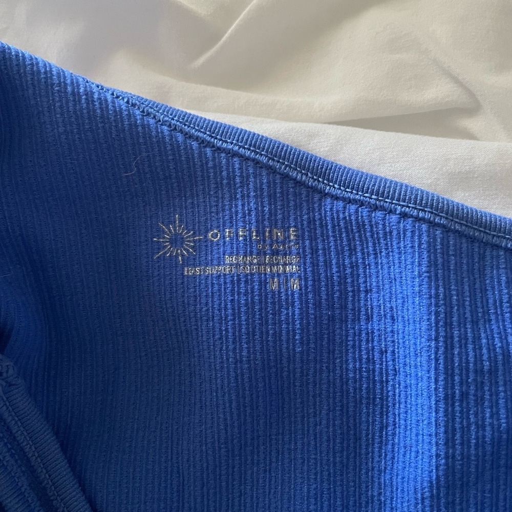 Blue Ribbed One-Shoulder Top - Picture 3 of 3